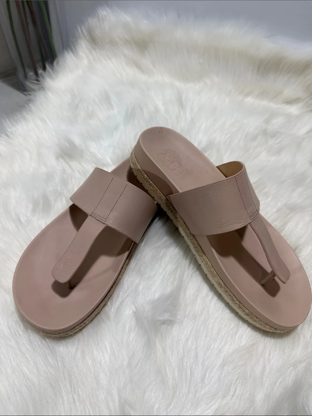 Vince Camuto Blush Espadrille Leather Platform Thong Sandals w/Contoured Bed - 9 - Picture 11 of 16